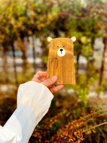 خرید اسباببازی چوبی مدل سر خرس دکوری چوبی پوتوس برای اتاق کودک