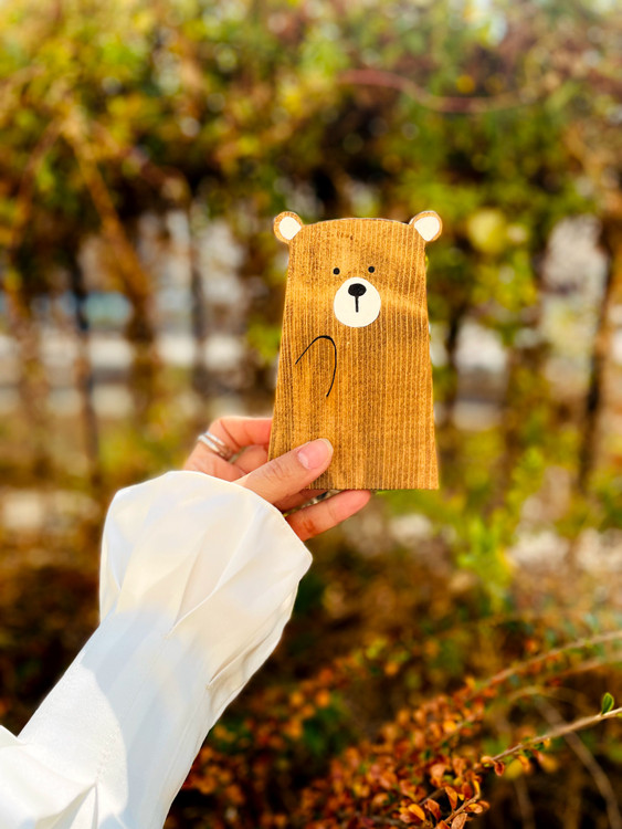 خرید اسباببازی چوبی مدل سر خرس دکوری چوبی پوتوس برای اتاق کودک
