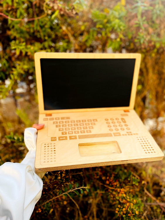 خرید اسباببازی چوبی لپ تاپ تخته سیاه گچی