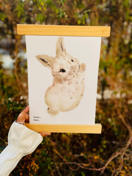 قاب یادگاری اثر پای کودک چوبی