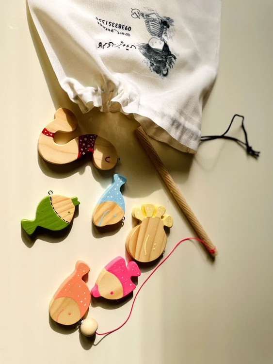 خرید اسباببازی چوبی مدل قلاب ماهیگیری و ماهی چوبی پوتوس