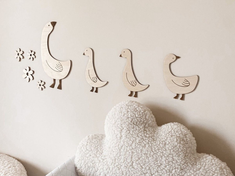 خرید اسباببازی چوبی مدل استیکر چوبی دیواری کودک طرح مرغابی