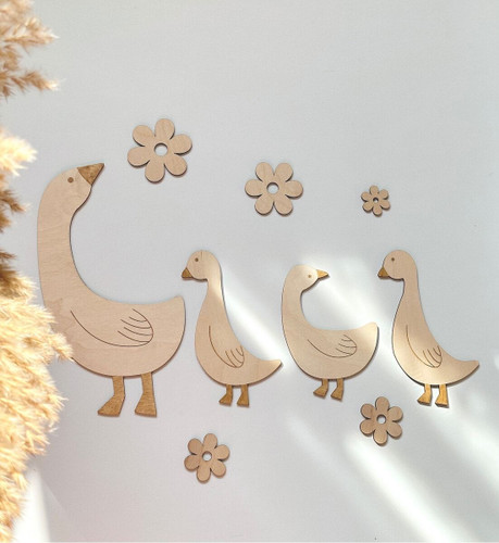 خرید اسباببازی چوبی مدل استیکر چوبی دیواری کودک طرح مرغابی