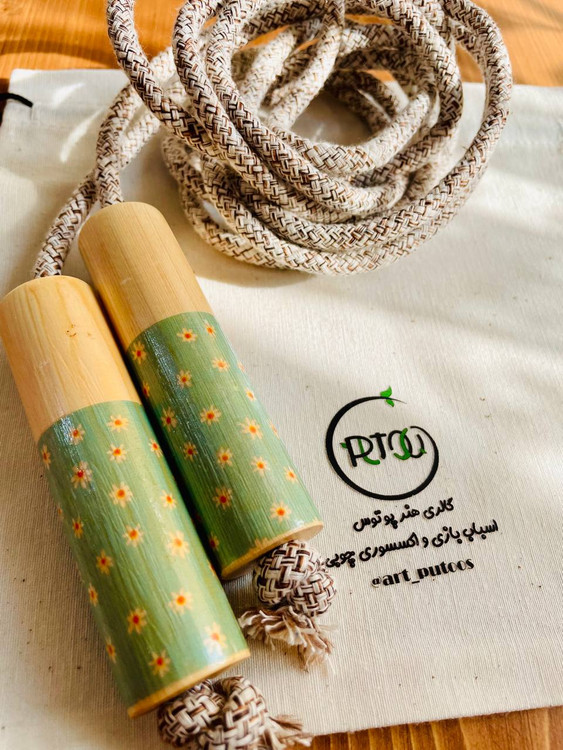 خرید اسباببازی چوبی طناب بازی با دسته های چوبی و بند قابل تنظیم پوتوس
